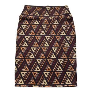 LuLaRoe Cassie Pencil Skirt Small – Tribal Geometric Neutral Cream Brown Red